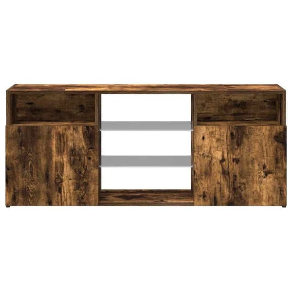 vidaXL tv-bord med LED-lys 120x30x50 cm røget egetræsfarve