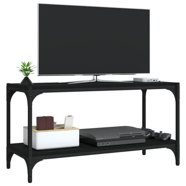 vidaXL TV-taso musta 80x33x41 cm tekninen puu ja teräs