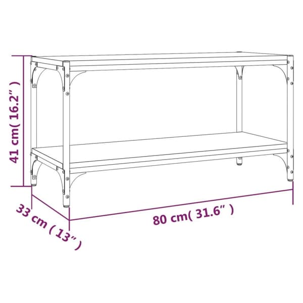 vidaXL TV-taso musta 80x33x41 cm tekninen puu ja teräs