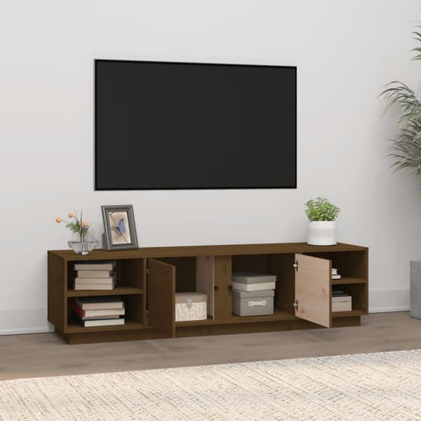 vidaXL tv-bord 156x40x40 cm massivt fyrretræ gyldenbrun