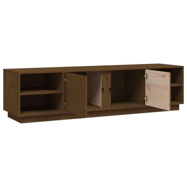 vidaXL tv-bord 156x40x40 cm massivt fyrretræ gyldenbrun