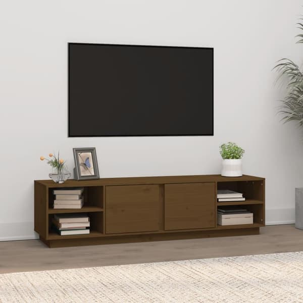 vidaXL tv-bord 156x40x40 cm massivt fyrretræ gyldenbrun