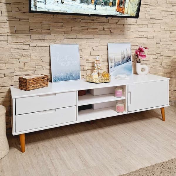 vidaXL tv-skab MOLDE 158x40x49 cm massivt fyrretræ hvid
