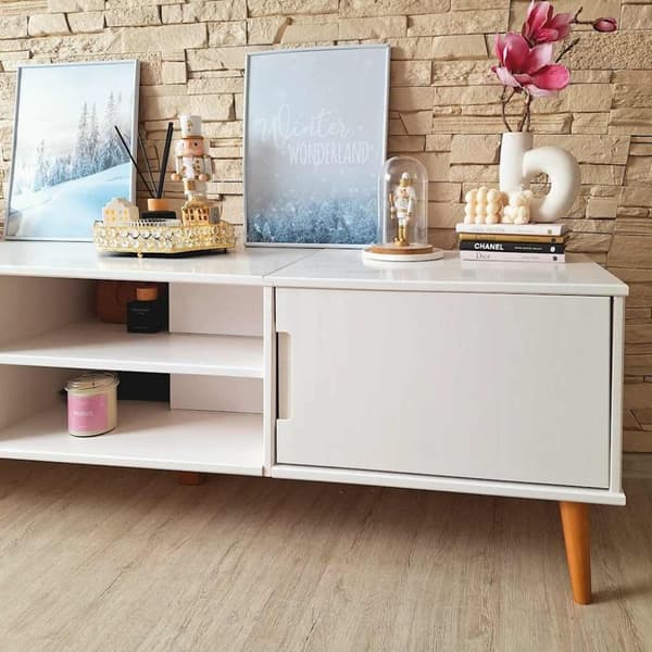 vidaXL tv-skab MOLDE 158x40x49 cm massivt fyrretræ hvid