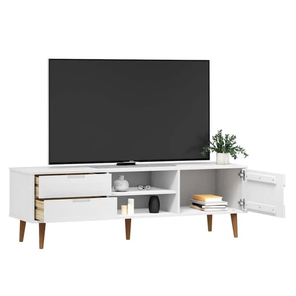 vidaXL tv-skab MOLDE 158x40x49 cm massivt fyrretræ hvid