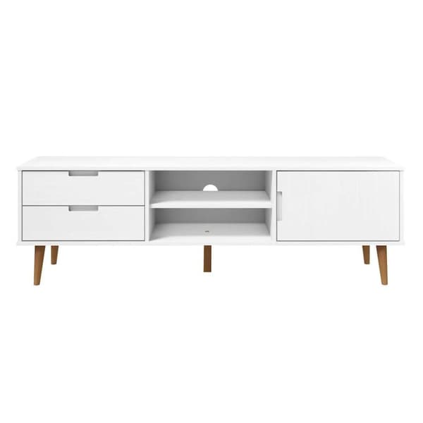 vidaXL tv-skab MOLDE 158x40x49 cm massivt fyrretræ hvid