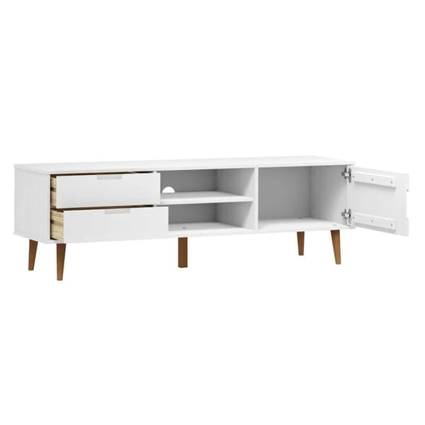 vidaXL tv-skab MOLDE 158x40x49 cm massivt fyrretræ hvid