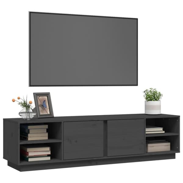 vidaXL tv-bord 156x40x40 cm massivt fyrretræ grå