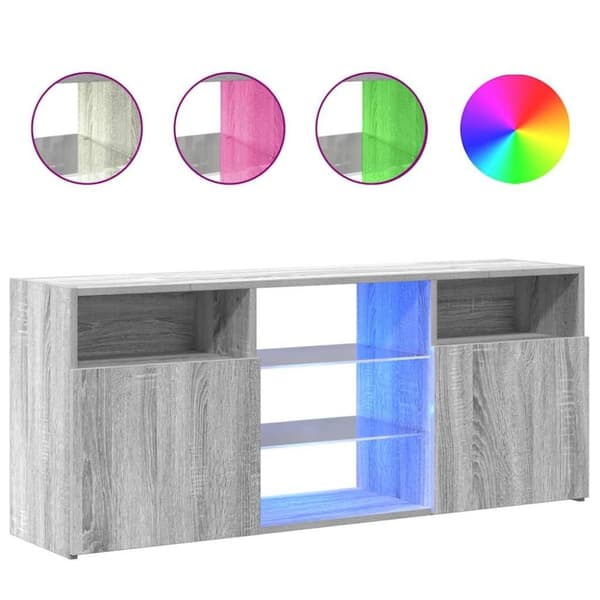 vidaXL TV-taso LED-valoilla harmaa Sonoma 120x30x50 cm
