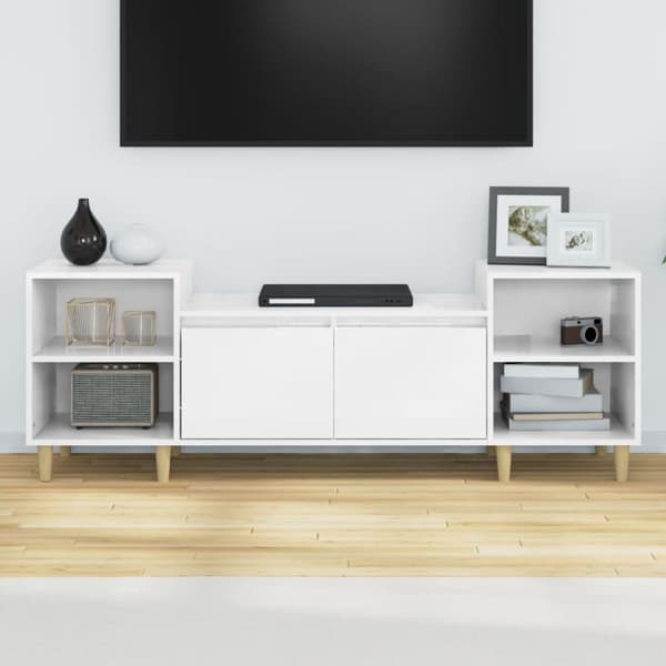vidaXL TV-taso korkeakiilto valkoinen 160x35x55 cm tekninen puu