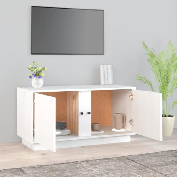 vidaXL tv-bord 80x35x40,5 cm massivt fyrretræ hvid