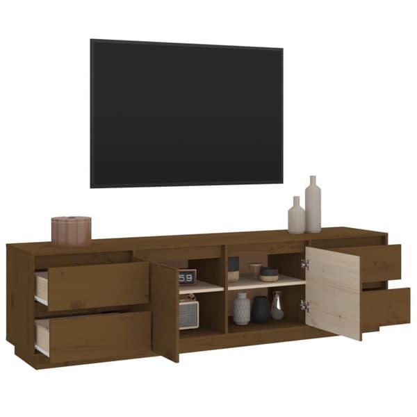 vidaXL TV-taso hunajanruskea 176x37x47,5 cm täysi mänty