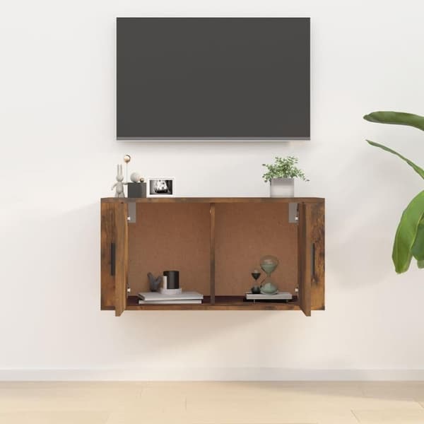 vidaXL Seinäkiinnitettävä TV-taso savutammi 80x34,5x40 cm