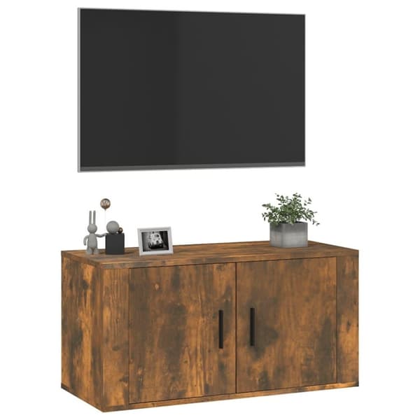 vidaXL Seinäkiinnitettävä TV-taso savutammi 80x34,5x40 cm