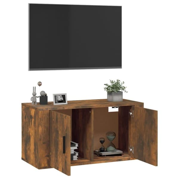 vidaXL Seinäkiinnitettävä TV-taso savutammi 80x34,5x40 cm