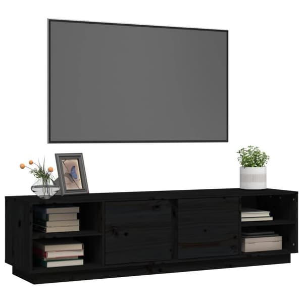 vidaXL tv-bord 156x40x40 cm massivt fyrretræ sort