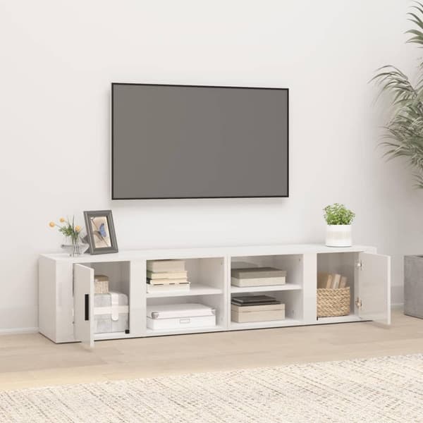 vidaXL TV-tasot 2 kpl korkeakiilto valk. 80x31,5x36 cm tekninen puu