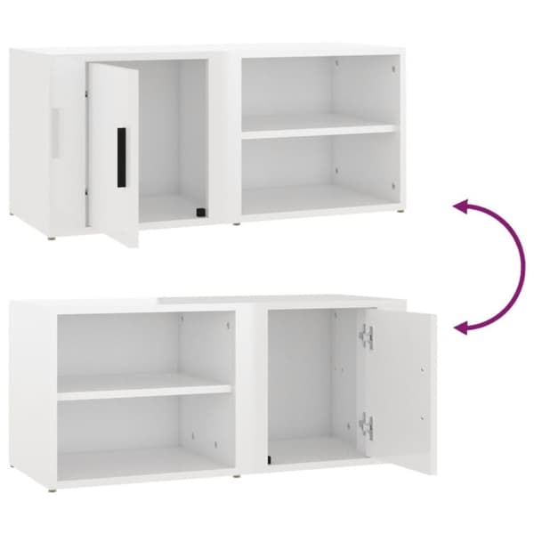 vidaXL TV-tasot 2 kpl korkeakiilto valk. 80x31,5x36 cm tekninen puu