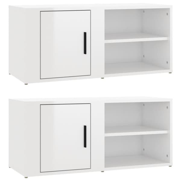 vidaXL TV-tasot 2 kpl korkeakiilto valk. 80x31,5x36 cm tekninen puu