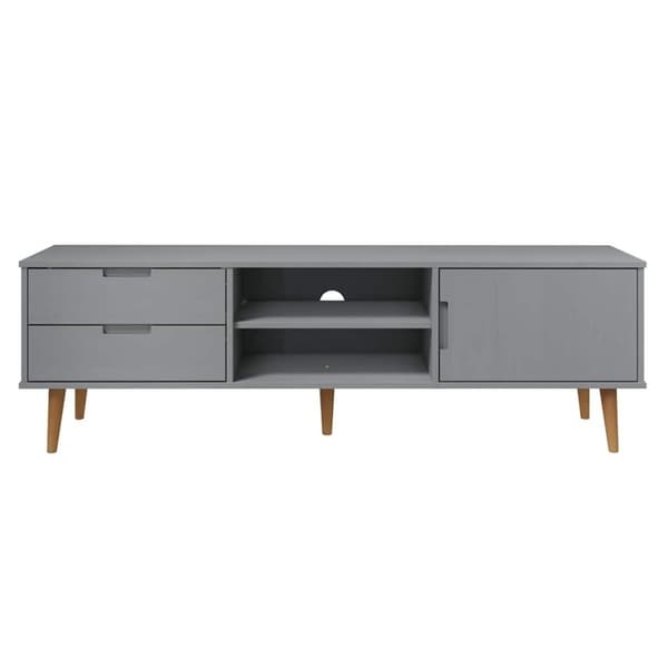 vidaXL tv-skab MOLDE 158x40x49 cm massivt fyrretræ grå