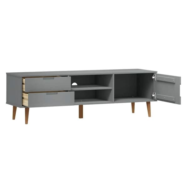 vidaXL tv-skab MOLDE 158x40x49 cm massivt fyrretræ grå