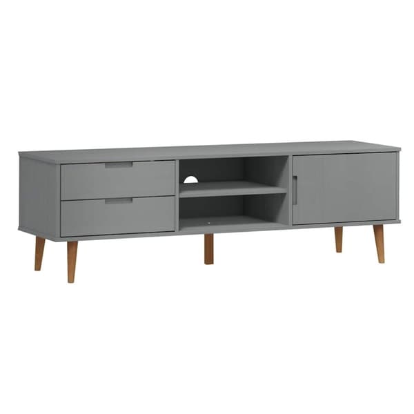 vidaXL tv-skab MOLDE 158x40x49 cm massivt fyrretræ grå