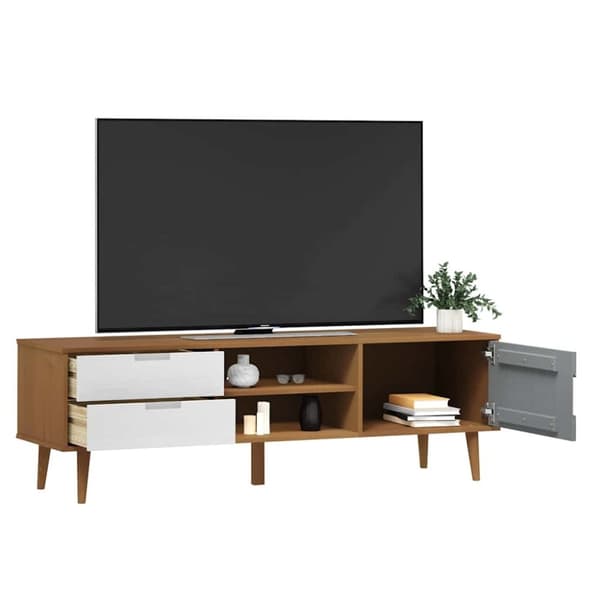 vidaXL TV-taso MOLDE ruskea 158x40x49 cm täysi mänty