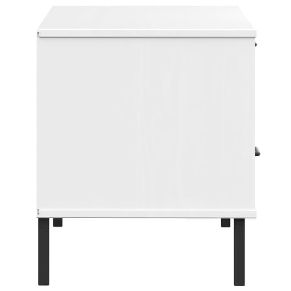 vidaXL tv-bord med metalben OSLO massivt fyrretræ hvid