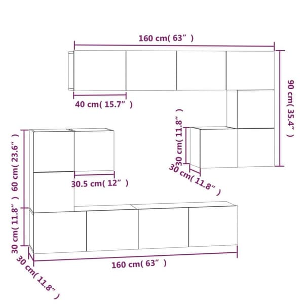 vidaXL væghængt tv-bord 37x37x72 cm konstrueret træ betongrå