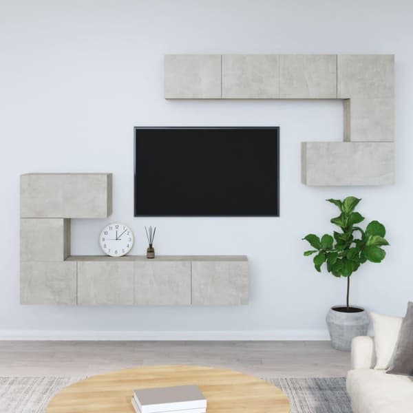 vidaXL væghængt tv-bord 37x37x72 cm konstrueret træ betongrå