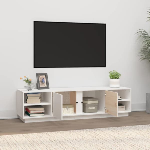 vidaXL tv-bord 156x40x40 cm massivt fyrretræ hvid