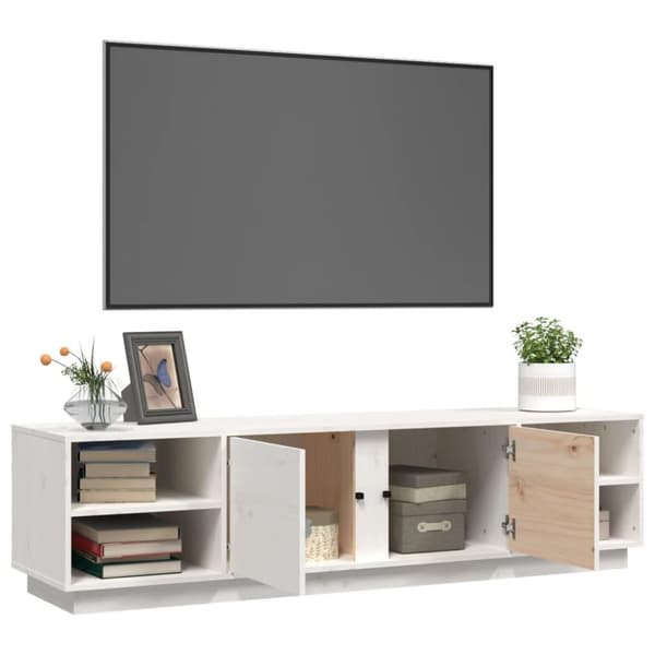 vidaXL tv-bord 156x40x40 cm massivt fyrretræ hvid