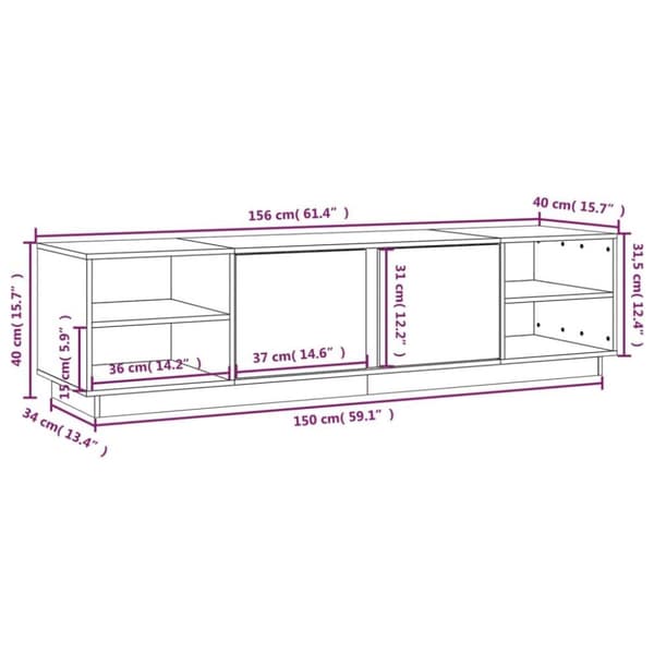vidaXL tv-bord 156x40x40 cm massivt fyrretræ hvid
