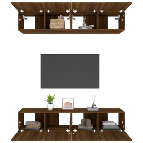 vidaXL tv-skabe 4 stk. 80x30x30 cm konstrueret træ brun egetræsfarve