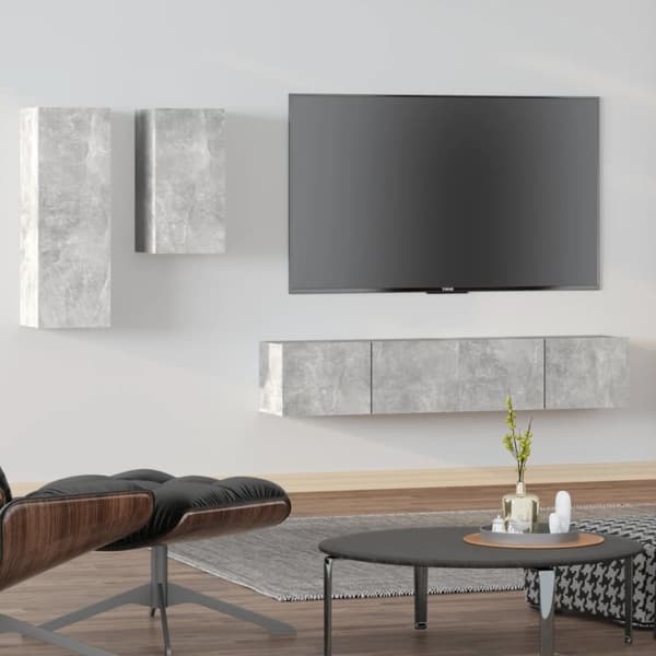 vidaXL 4-osainen TV-kaappisarja betoninharmaa tekninen puu