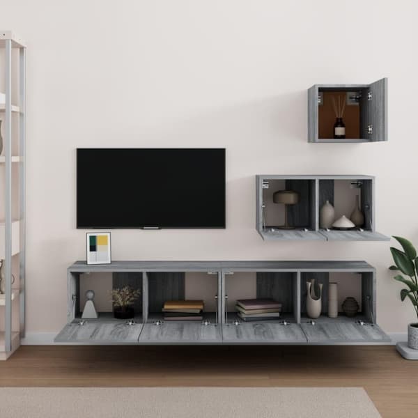vidaXL 4-osainen TV-kaappisarja harmaa Sonoma tekninen puu