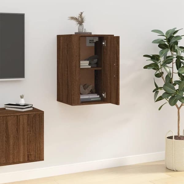 vidaXL Vegghengt TV-benk brun eik 40x34,5x60 cm
