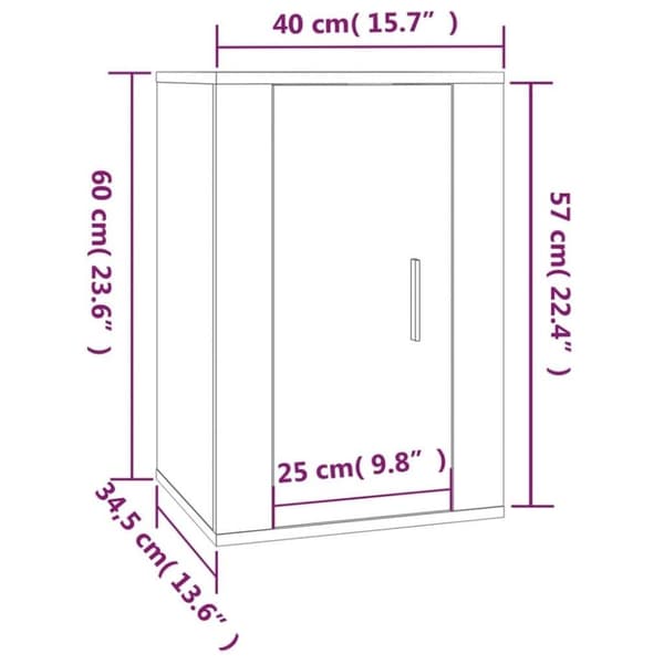 vidaXL Vegghengt TV-benk brun eik 40x34,5x60 cm