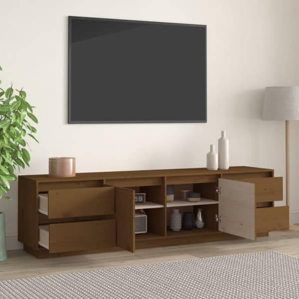 vidaXL Tv-bänk honungsbrun 176x37x47,5 cm massiv furu