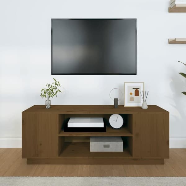 vidaXL Tv-bänk honungsbrun 110x35x40,5 cm massiv furu