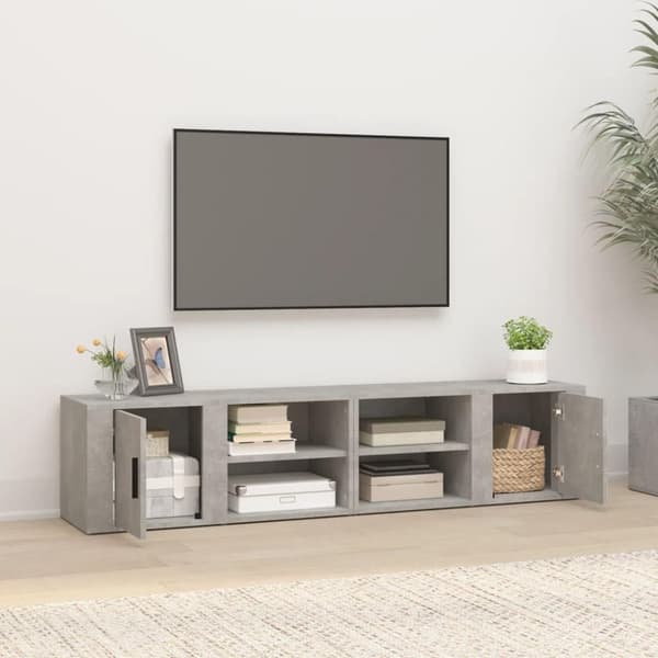 vidaXL TV-benker 2 stk betonggrå 80x31,5x36 cm konstruert tre