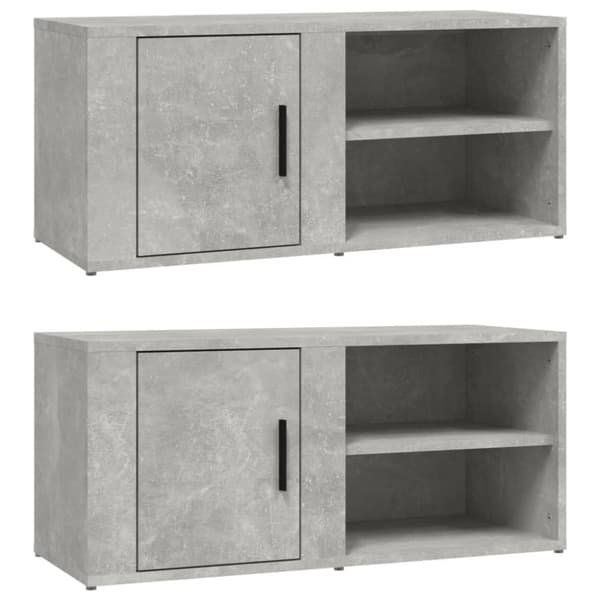 vidaXL TV-benker 2 stk betonggrå 80x31,5x36 cm konstruert tre