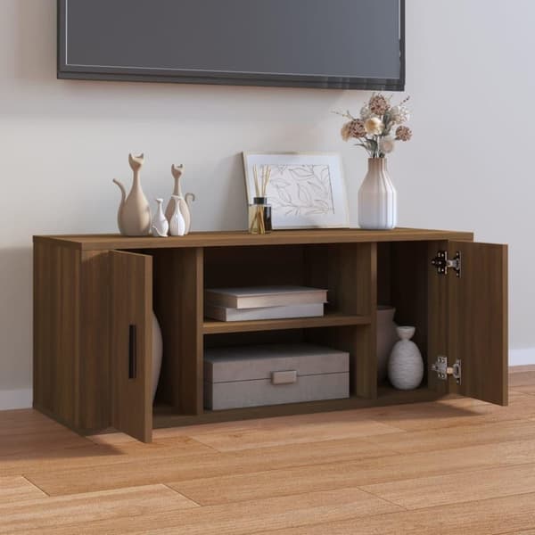 vidaXL Tv-bänk brun ek 100x35x40 cm konstruerat trä