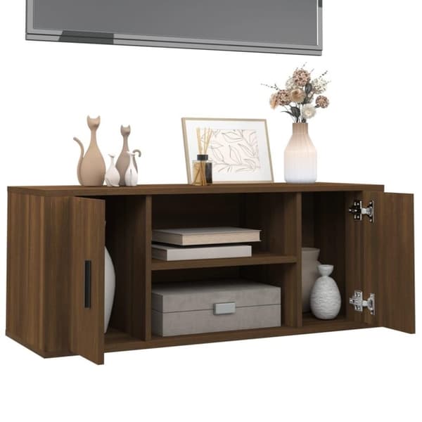 vidaXL Tv-bänk brun ek 100x35x40 cm konstruerat trä