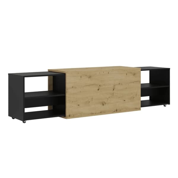 FMD Tv-bänk 194,5x39,9x49,2 cm ek och svart