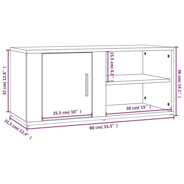 vidaXL Tv-bänk brun ek 80x31,5x36 cm konstruerat trä