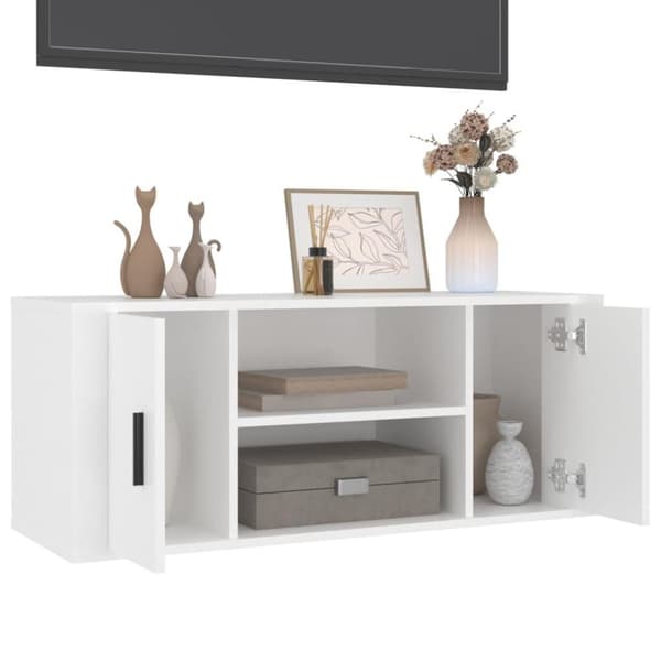 vidaXL TV-benk hvit 100x35x40 cm konstruert tre