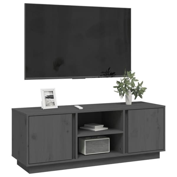 vidaXL Tv-bänk grå 110x35x40,5 cm massiv furu