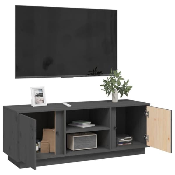 vidaXL Tv-bänk grå 110x35x40,5 cm massiv furu