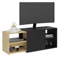 Miniatyrbild 3 av 6: FMD Tv-möbel med 2 öppna fack 133,5x39,9x49,2 cm svart och ek